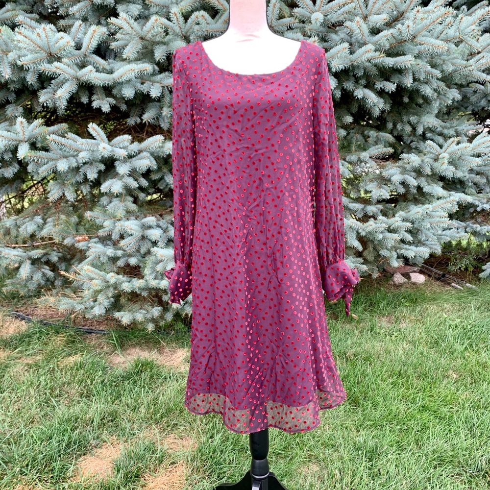 Taylor Women's Dress in Burgundy with Red Accents